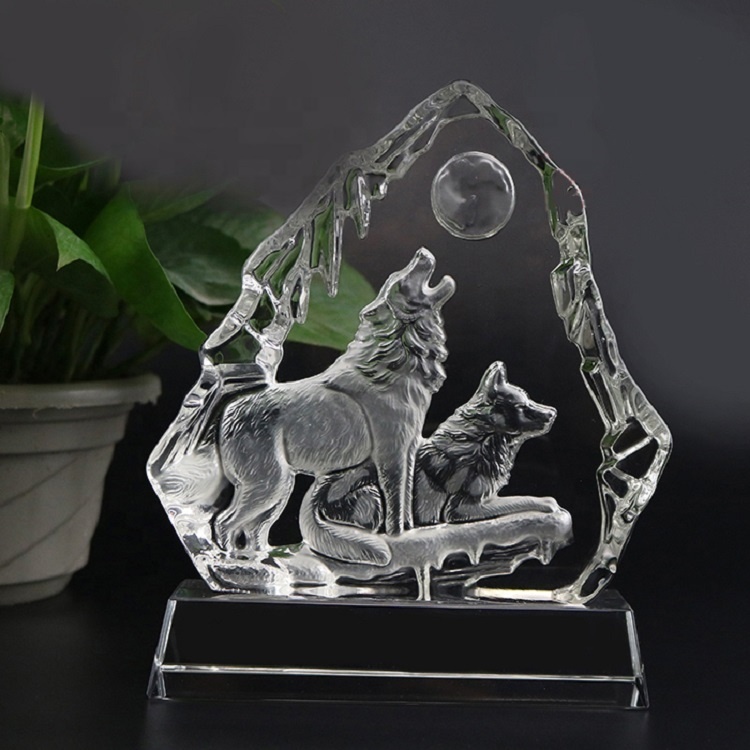 Wholesale Custom Shape Optical 3D Lase Engraving Logo Crystal Iceberg Award Trophies