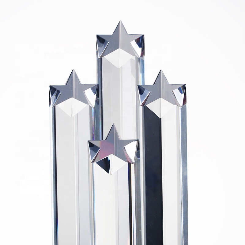 Wholesale Cheap Custom Pentagram Star Crystal Obelisk Trophy Ice peak Crystal Glass Awards