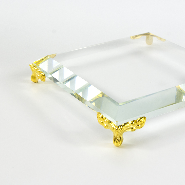 Wholesale Crystal Square Glass Base High Quality Crystal Lamp Holder with Metal for Decoration USB Charging Crystal Decorations