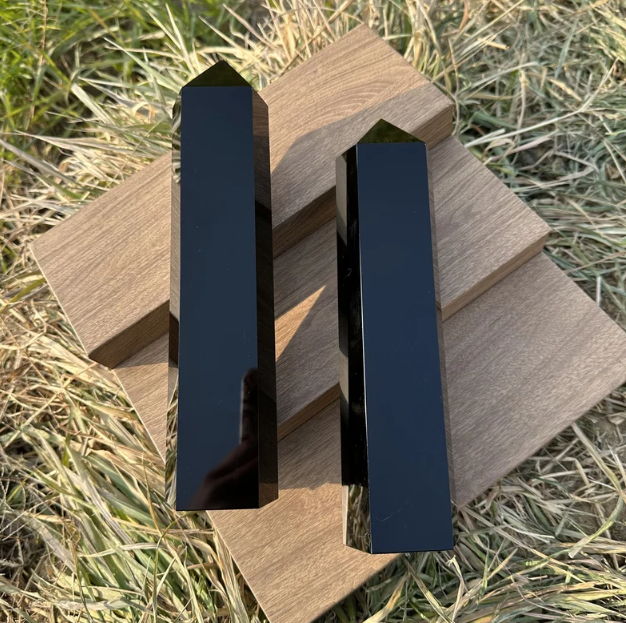 Wholesale High Quality Polished Natural Black Obsidian Tower Feng Shui Love Quartz Healing Crystal Obelisk for Decoration
