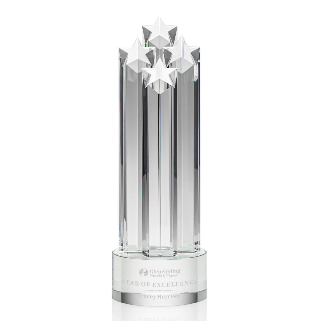 Hitop Custom Ascot Green Star Crystal Award Hexagon-Shaped Clear Glass Souvenir Business Gift with UV Printing Option