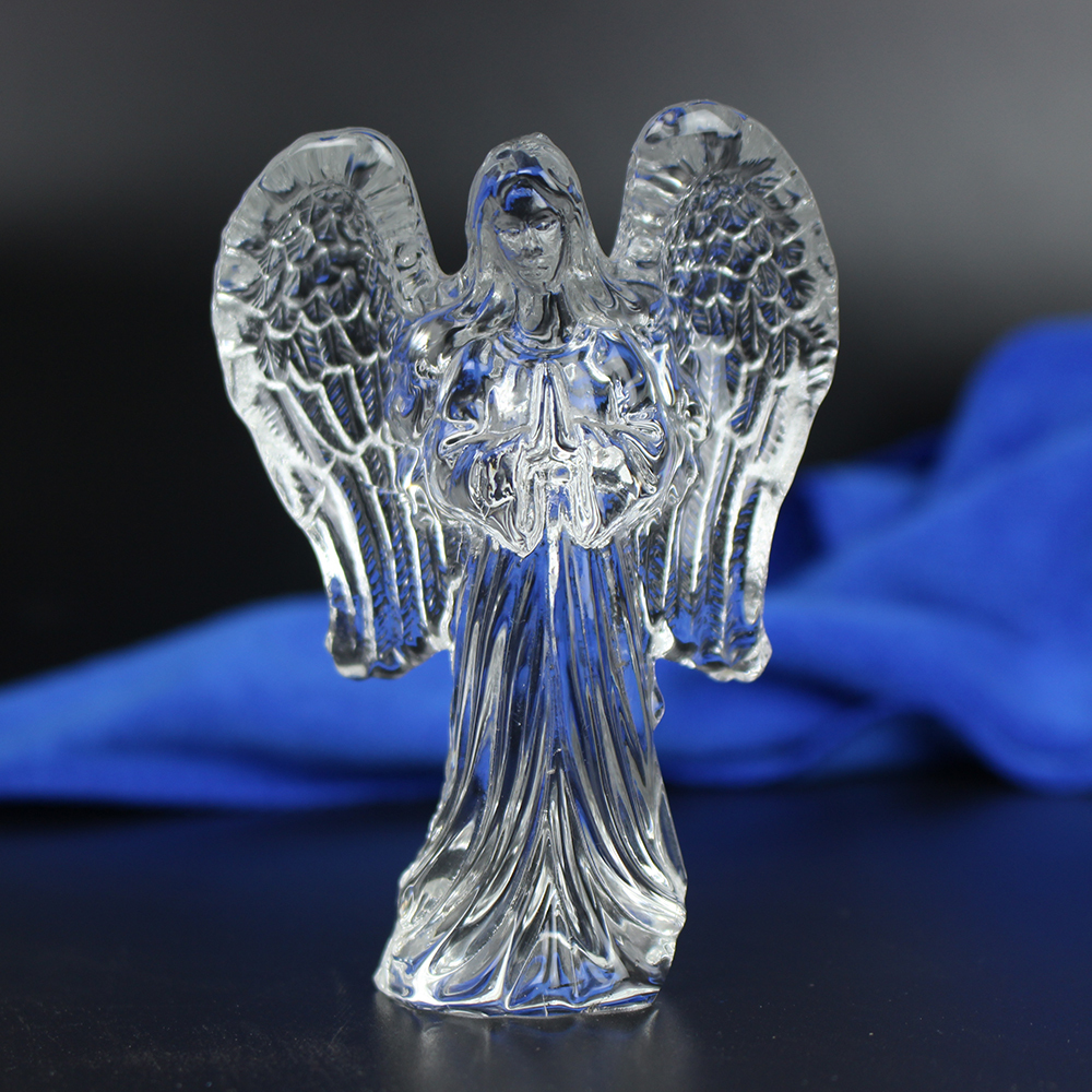 Folk Art Crystal Standing Angel Statue with Lamp for Church Christening Gifts