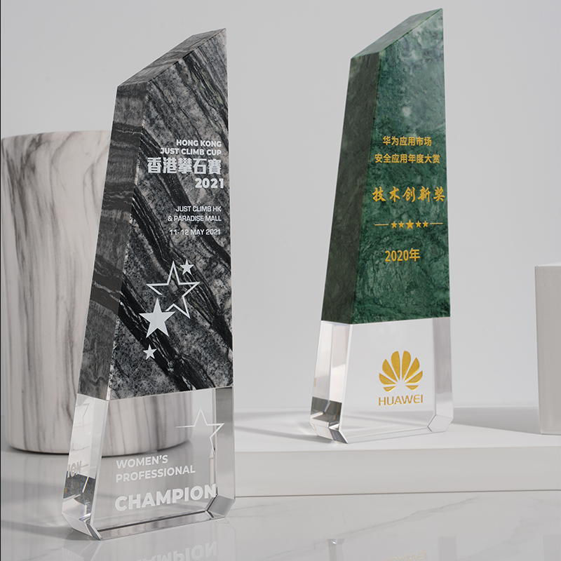 Marble Trophy Eco-Friendly, New Design Factory Wholesale Custom Engraved Metal Crystal Glass Award Trophy