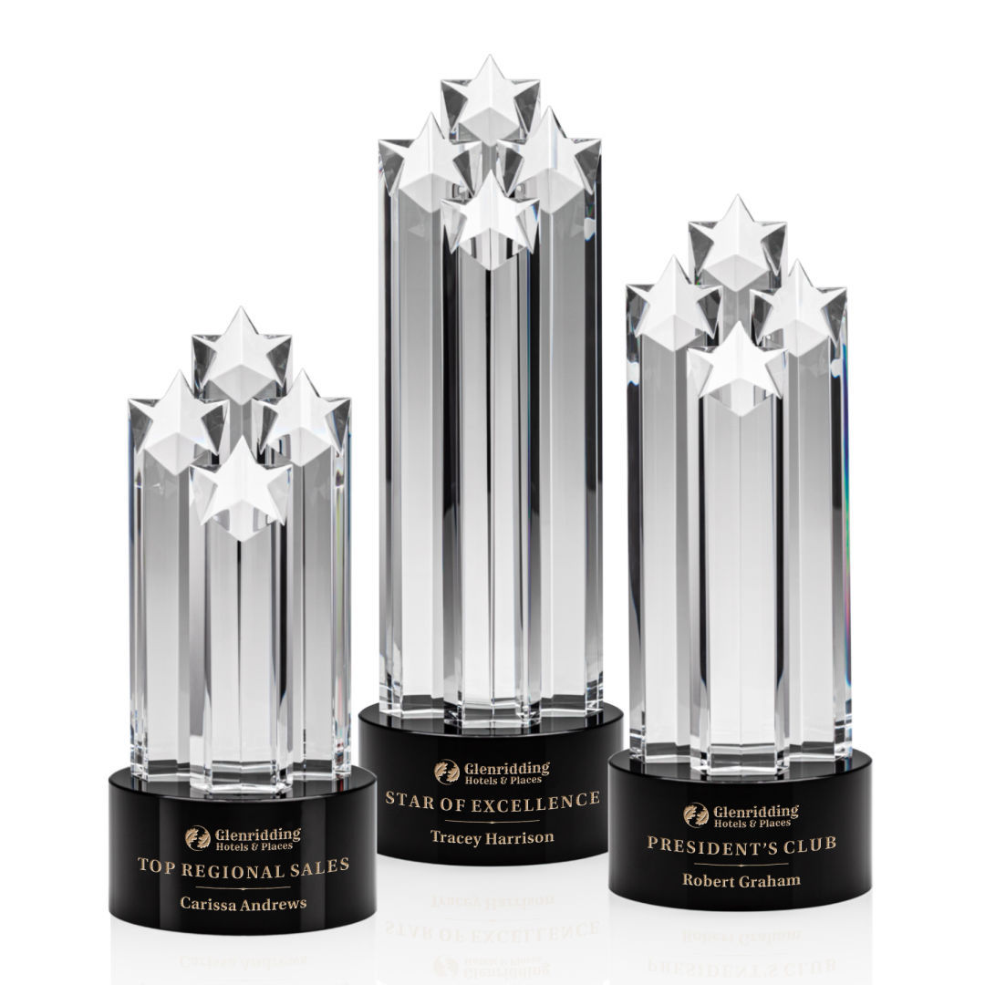 Hitop Custom Ascot Green Star Crystal Award Hexagon-Shaped Clear Glass Souvenir Business Gift with UV Printing Option