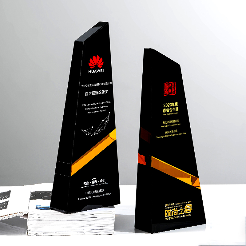 ADL Black New Design High Quality Crystal Glass Trophy Sandblasting Technique UV Printing Engraving Love Theme Award Zhejiang