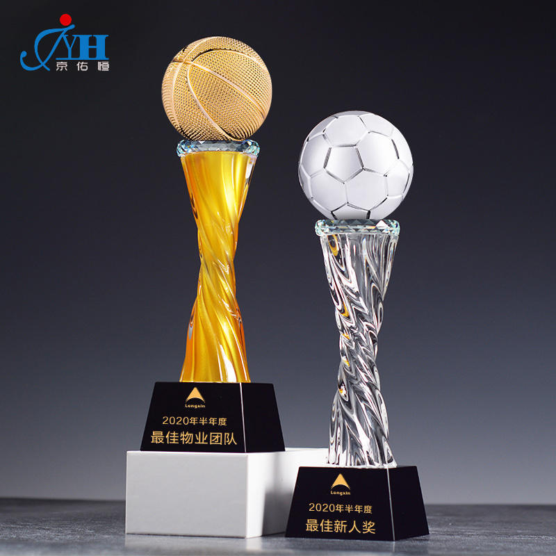 Custom Glass Crystal Resin Sports Trophy with Laser Engraving Durable Award for Basketball Golf Soccer Football