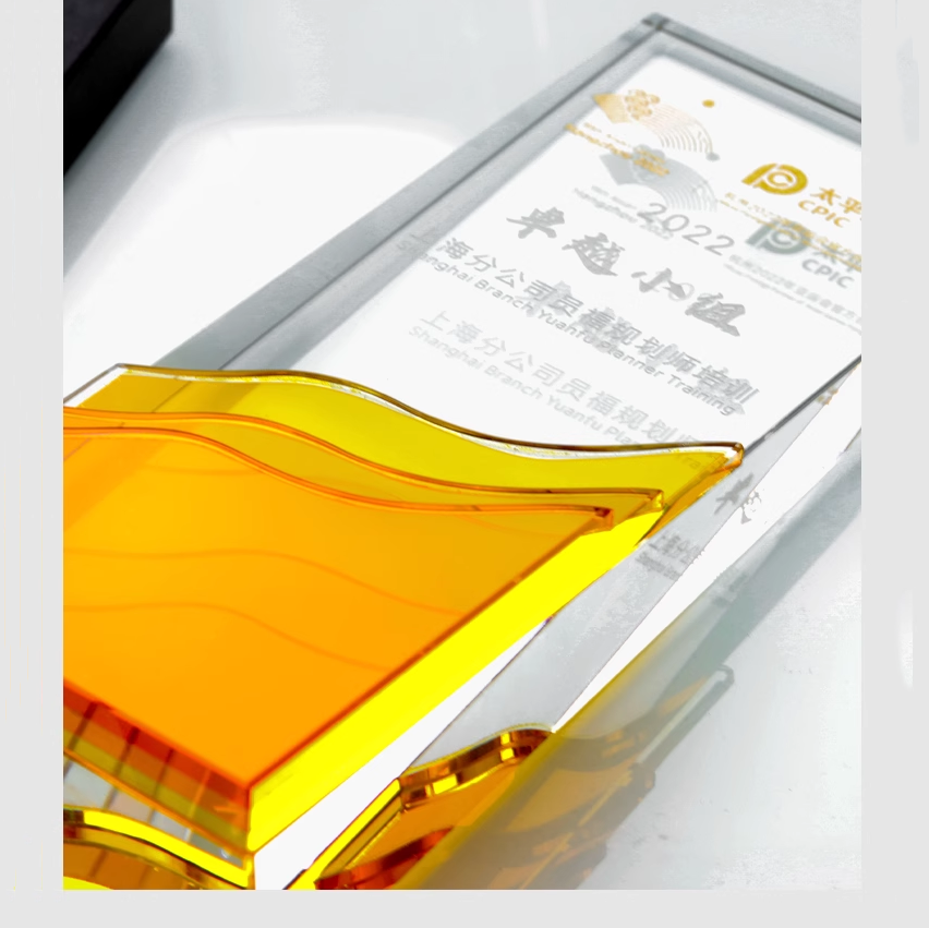 High-Grade Custom Competition Trophy Outstanding Staff Sales Champion Honor UV Printing Crystal Creativity Commemoration
