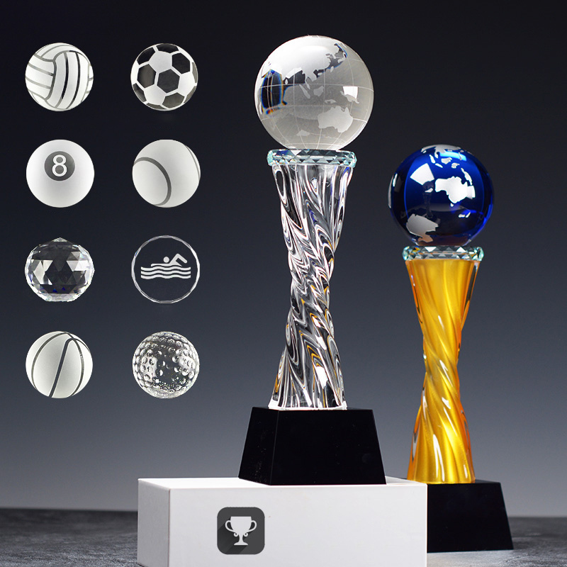 Custom Glass Crystal Resin Sports Trophy with Laser Engraving Durable Award for Basketball Golf Soccer Football