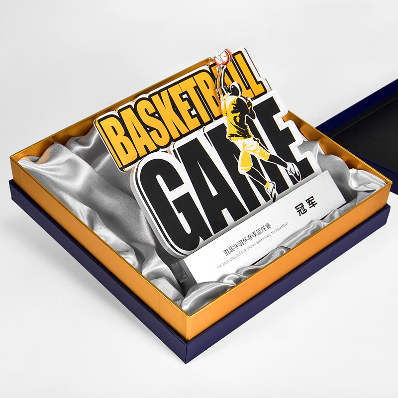 Creative Custom Acrylic Trophy Die Cutting Printing Fully Custom Award Metal Base Customize Color Shape Size Gift Box Durable