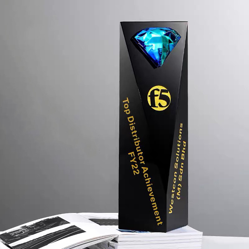 Black Crystal Trophy Cup Diamond Crystal Black Trophy With Engraved logo for Business Gift  MH-N847