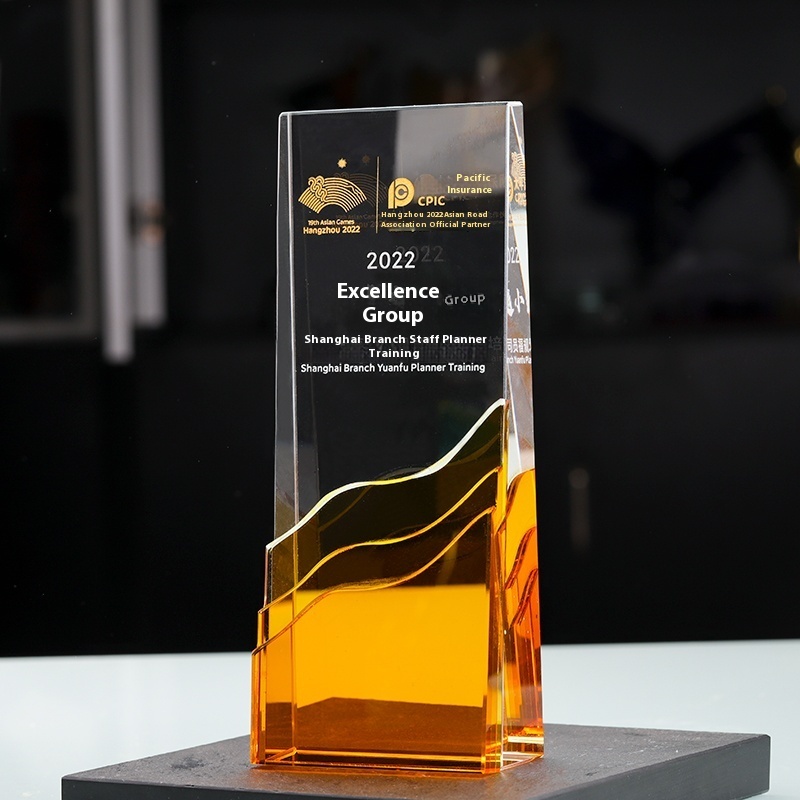High-Grade Custom Competition Trophy Outstanding Staff Sales Champion Honor UV Printing Crystal Creativity Commemoration