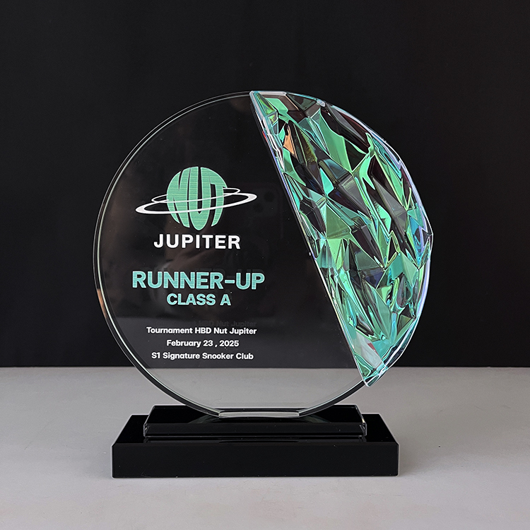 New Design Rainbow Circle Crystal Glass Awards Plaque Trophy MH-NJ0681
