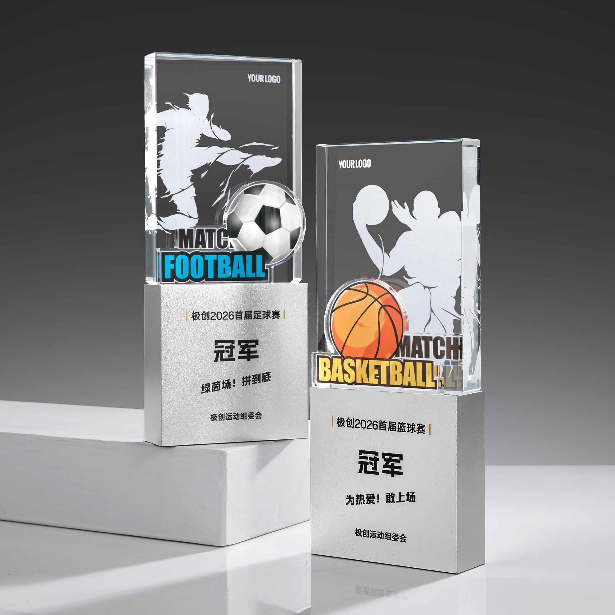 Wholesale Factory Exclusive Copyright Original Design Metal Trophy Acrylic Premium Gold Plated Sports Award Champion Engraving