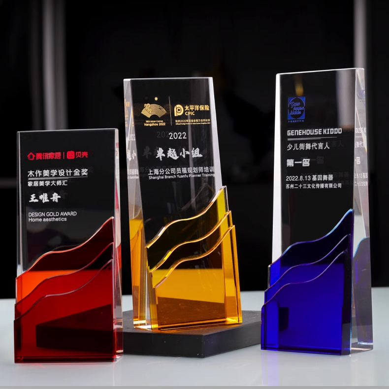 High-Grade Custom Competition Trophy Outstanding Staff Sales Champion Honor UV Printing Crystal Creativity Commemoration