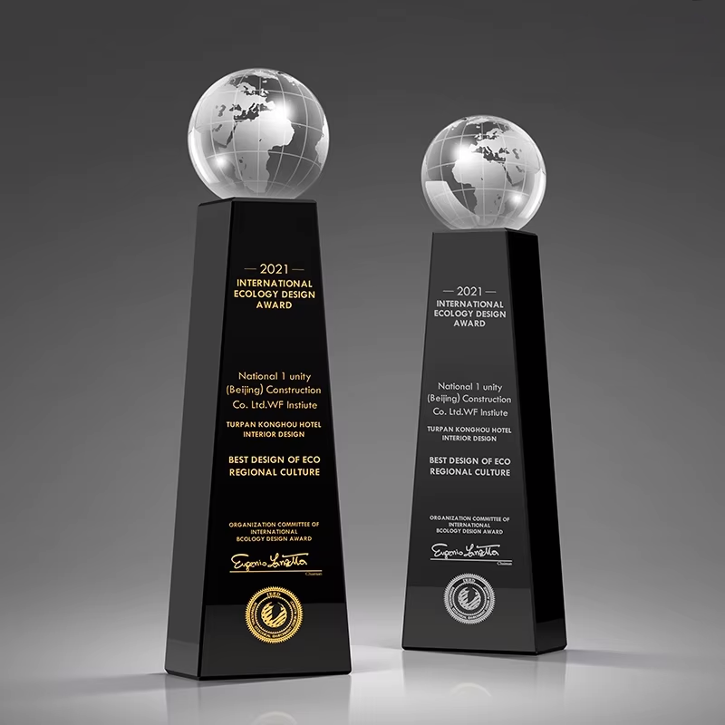 Custom Creative Black Crystal Globe Trophy Sports Meet Champion Medal for Basketball Action Made for Competitions