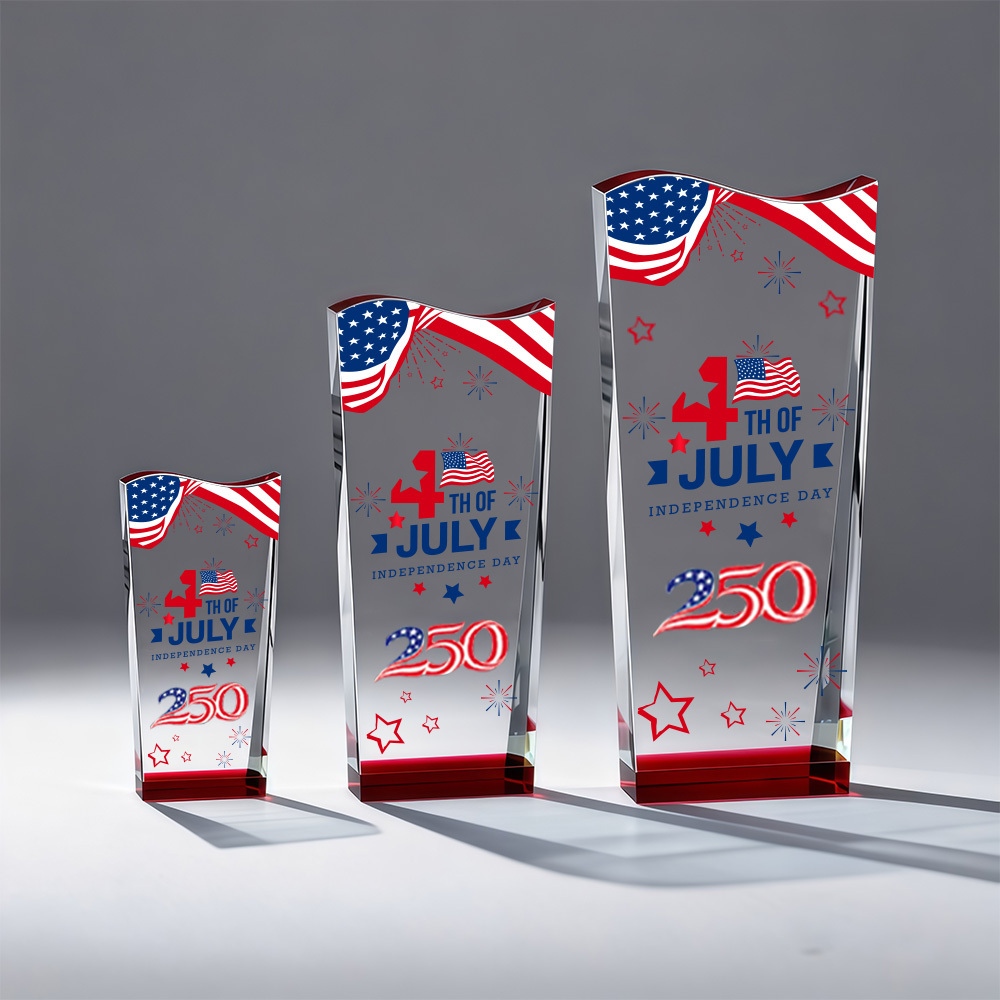 High Quality Wholesale Crystal Top Wave Trophy Red Base for Commemorative Trophies in Competitions