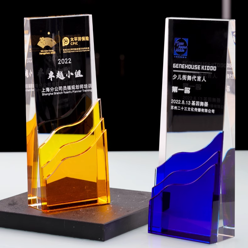 High-Grade Custom Competition Trophy Outstanding Staff Sales Champion Honor UV Printing Crystal Creativity Commemoration