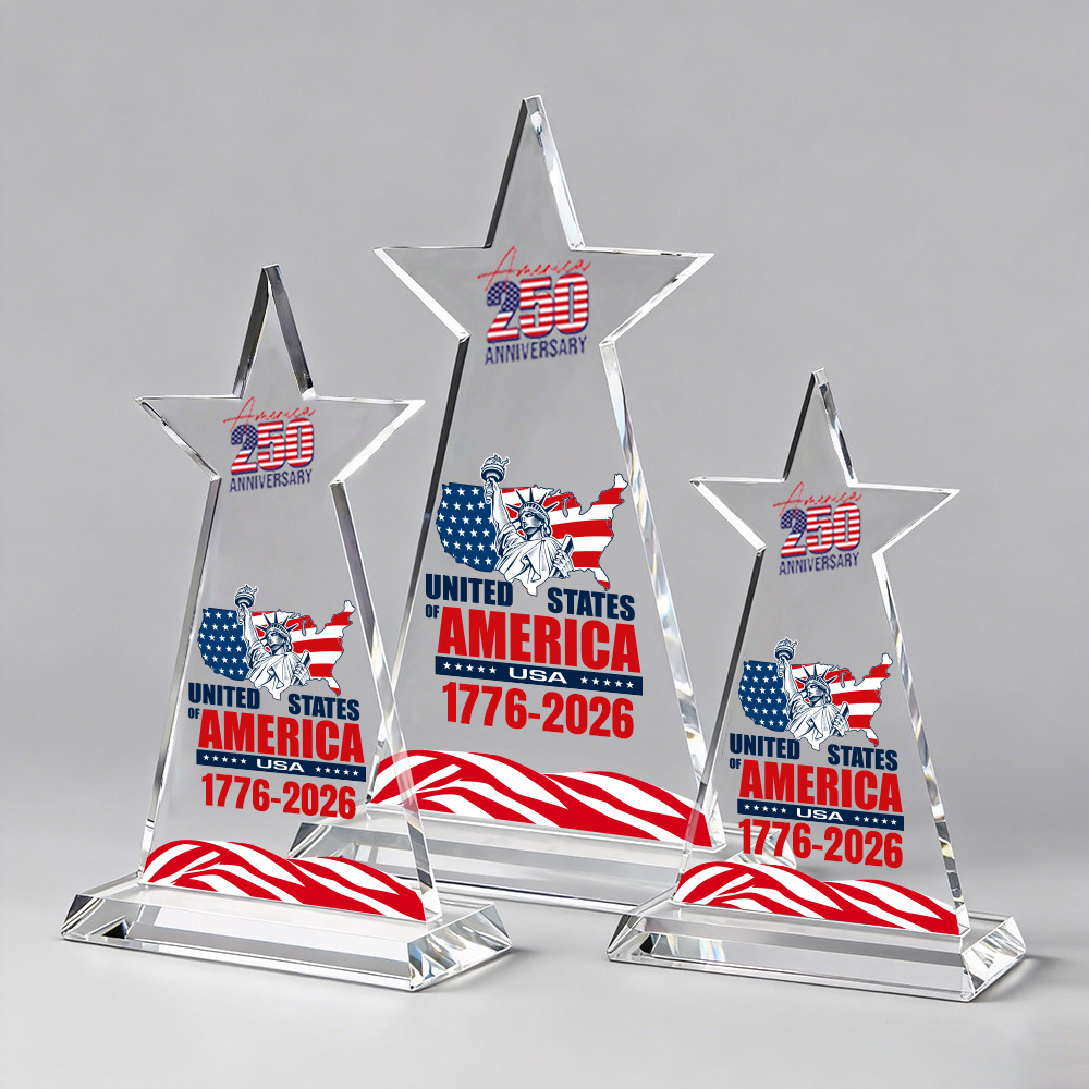 Top Ranking High Quality Clear Customized Glass Star Trophy for Outstanding Employee Recognition