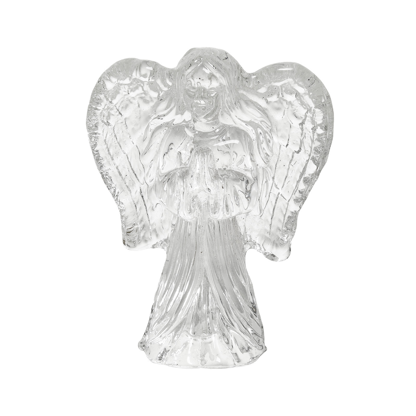 Glass Statue Guardian of Crystal Prayer Permanent Angel White Crystal Colorful Folk Art