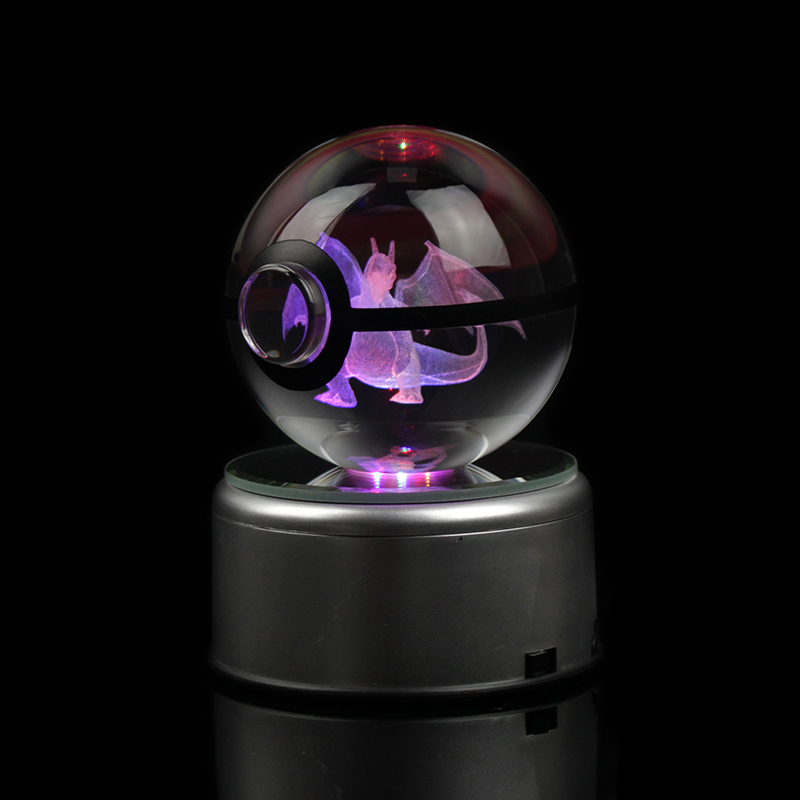 High Quality Round 3d Laser Engraving Crystal Sphere Ball with Rotate Led Base