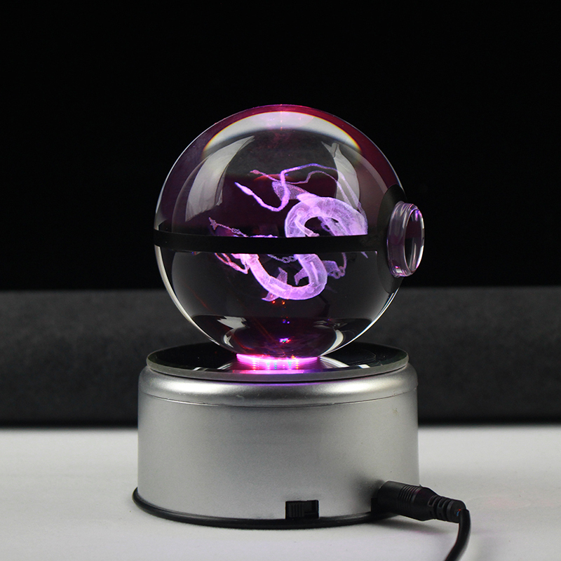 High Quality Round 3d Laser Engraving Crystal Sphere Ball with Rotate Led Base