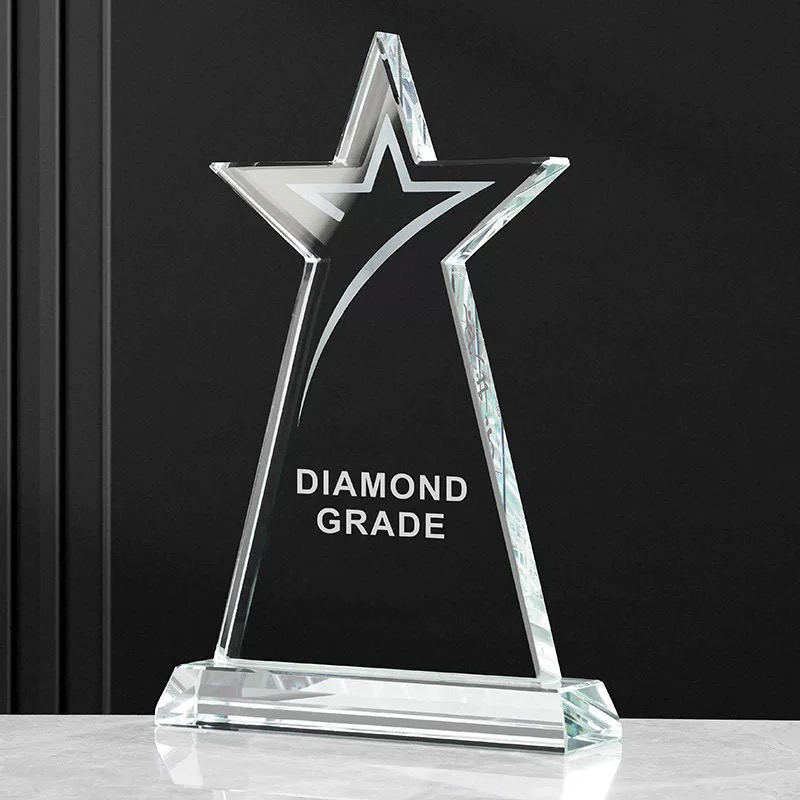 Cheap Clear Glass Blank Awards Custom Star Awards Cup Creative Crystal Glass Trophies Awards with Engraved Star