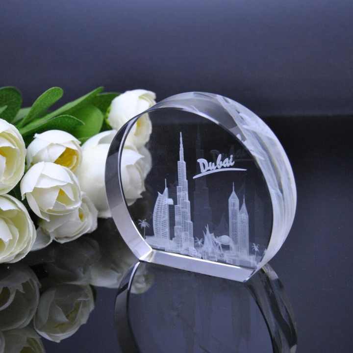 High Quality Customized K9 Artificial Crystal Round Glass 3d Laser Engraved Blank Cube for Souvenir