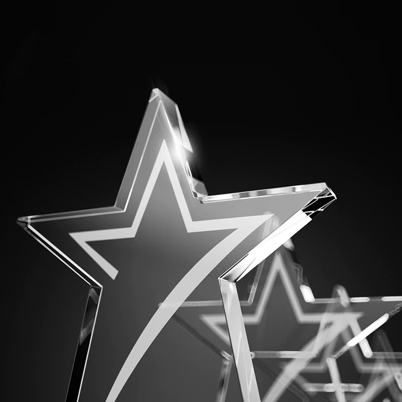 Cheap Clear Glass Blank Awards Custom Star Awards Cup Creative Crystal Glass Trophies Awards with Engraved Star