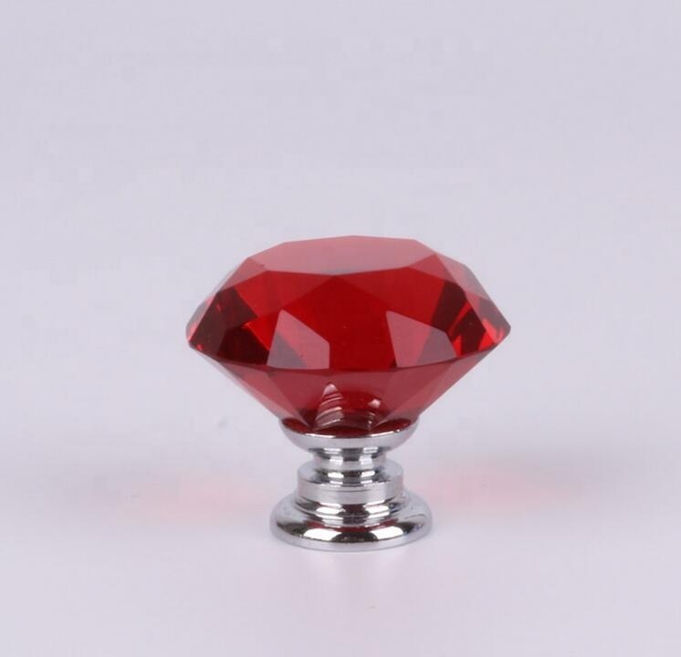 Hardware Furniture Diamond clear Crystal Glass Pull Handle Drawer Cabinet Knobs Shape