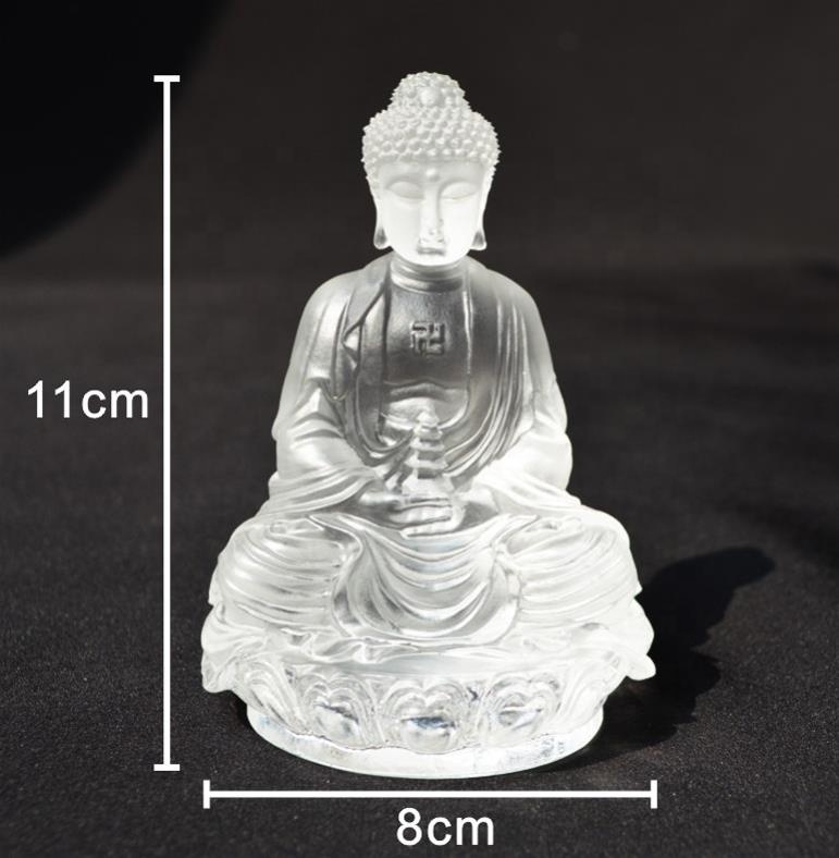 Hand-carved Natural clear Crystal Crafts Glazed Buddha Statue Temple Opening Gifts