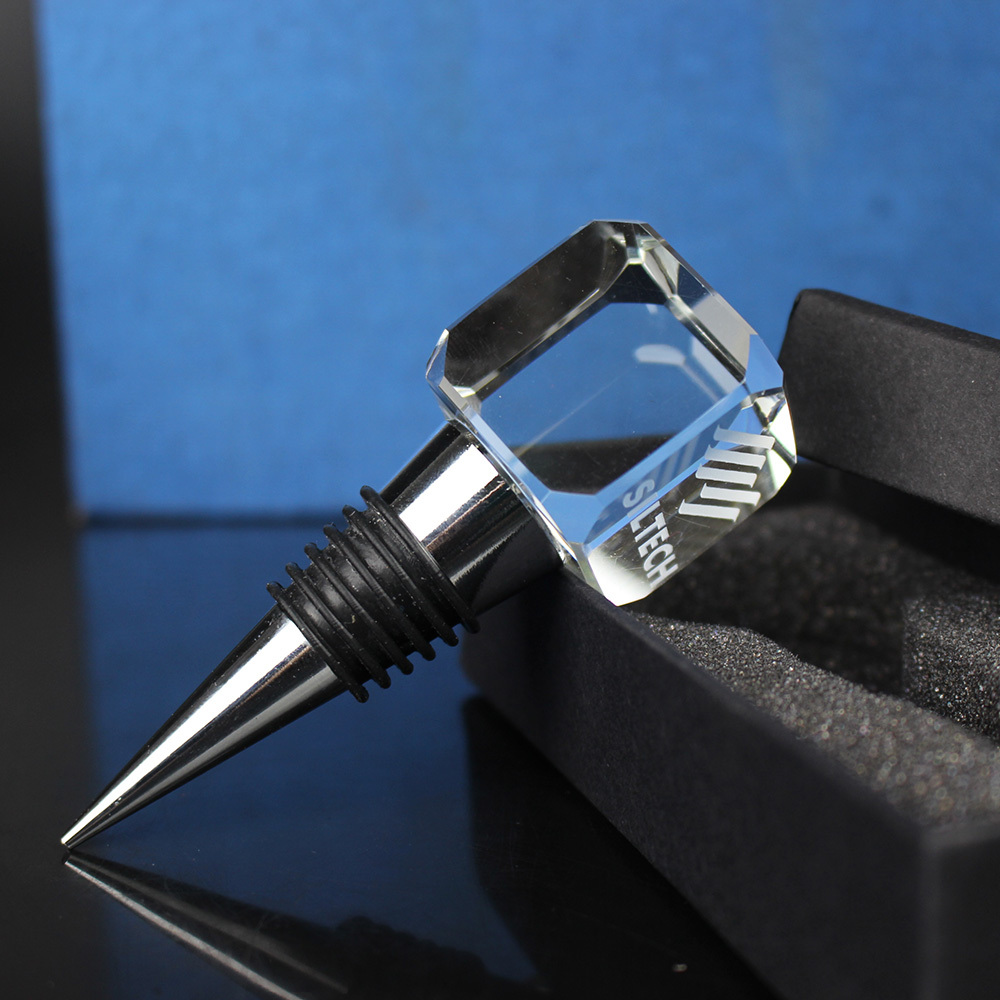 Cheap 3D Laser Engraving Lass  Red Wine Bottle Champagne Stopper Business Gift