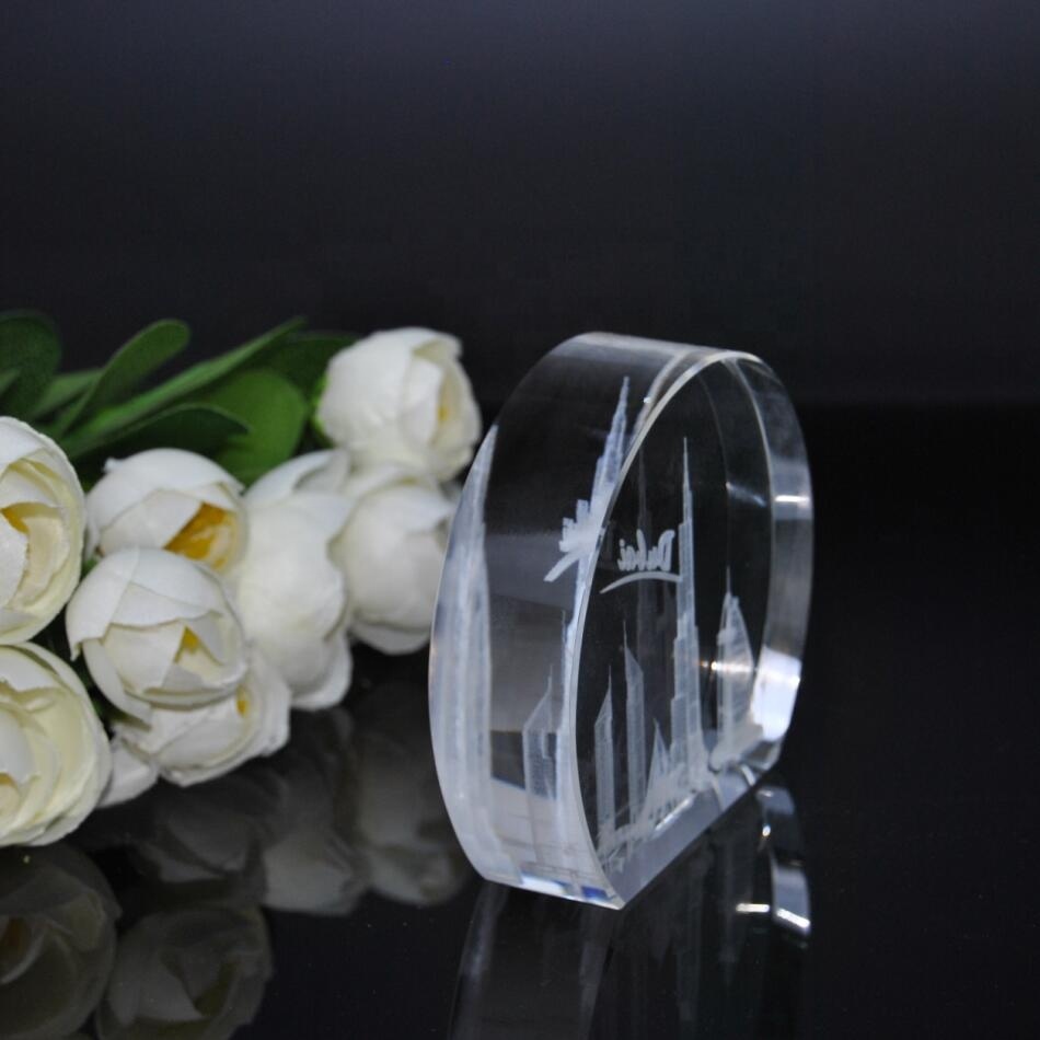 High Quality Customized K9 Artificial Crystal Round Glass 3d Laser Engraved Blank Cube for Souvenir