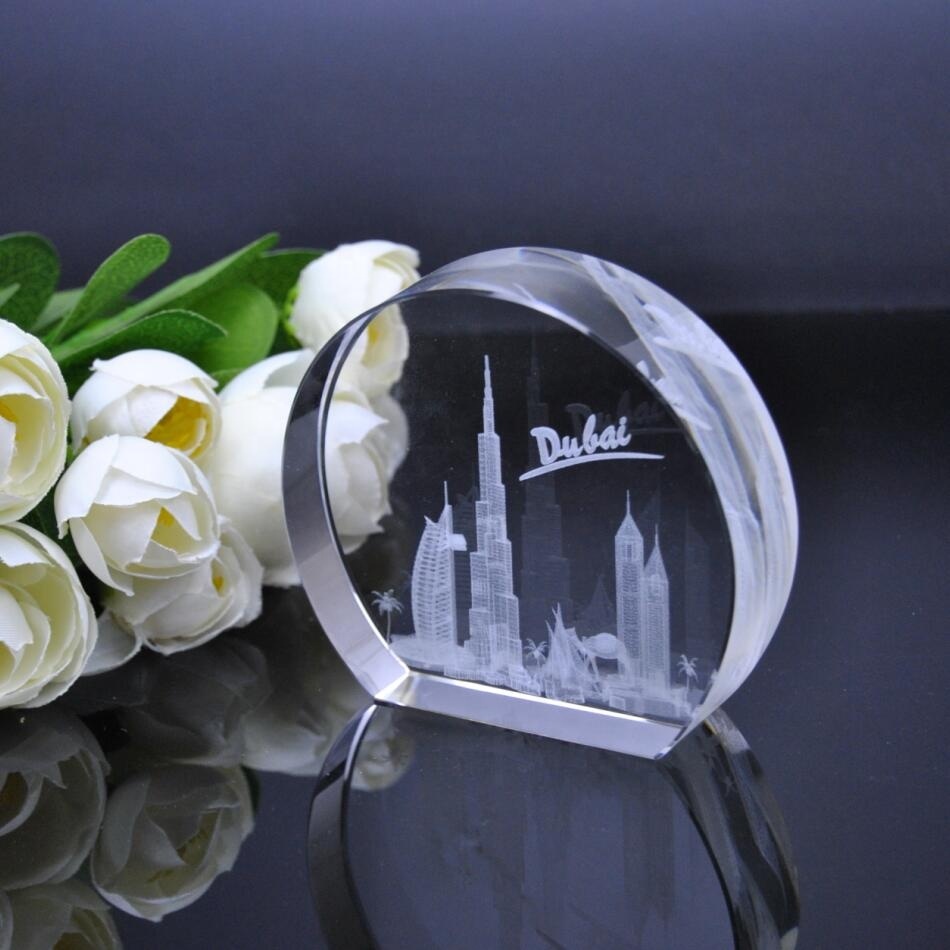 High Quality Customized K9 Artificial Crystal Round Glass 3d Laser Engraved Blank Cube for Souvenir