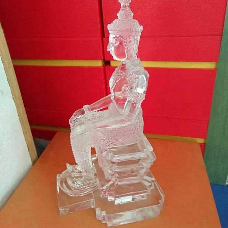 Hand-carved Natural clear Crystal Crafts Glazed Buddha Statue Temple Opening Gifts