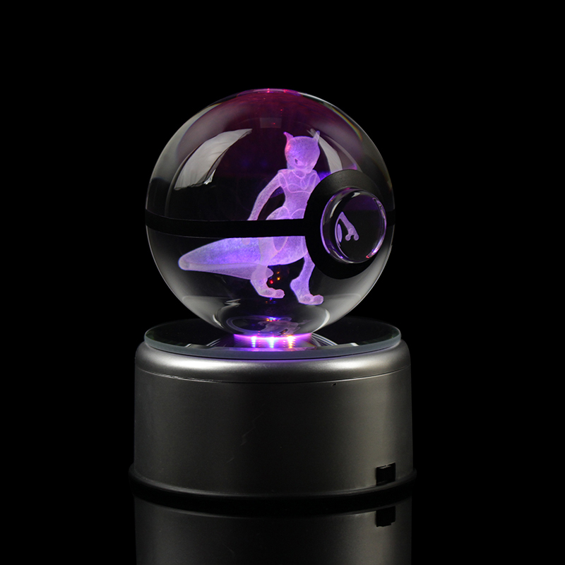 High Quality Round 3d Laser Engraving Crystal Sphere Ball with Rotate Led Base