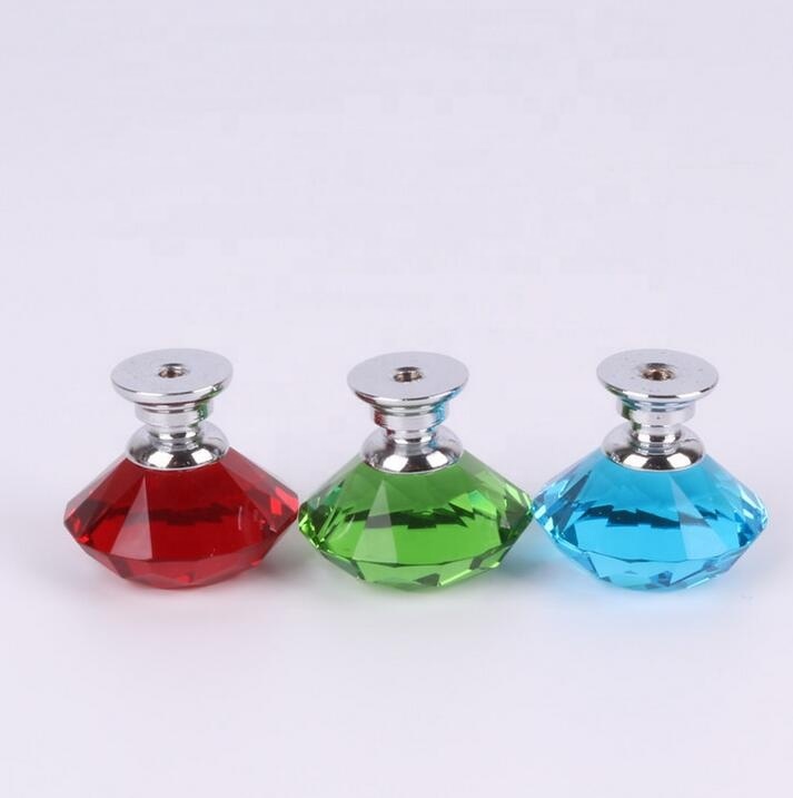 Hardware Furniture Diamond clear Crystal Glass Pull Handle Drawer Cabinet Knobs Shape