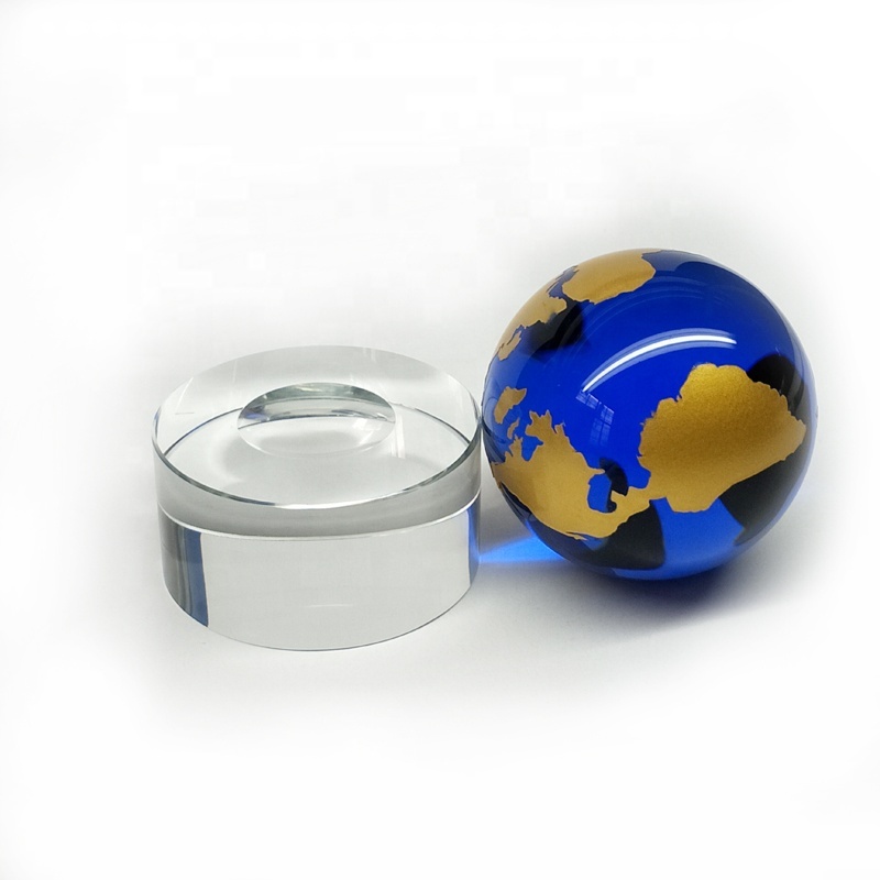 Wholesale Blue Crystal Globe / Base Custom logo / Crystal Ball Souvenir Award
