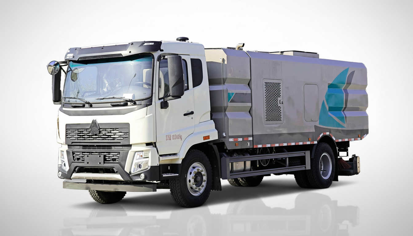 Camion balayeuse aspirante robuste HOWO 8 m³, Suizhou Hongda Automobile Sales Co., Ltd., Camion balayeuse aspirante robuste HOWO 8 m³