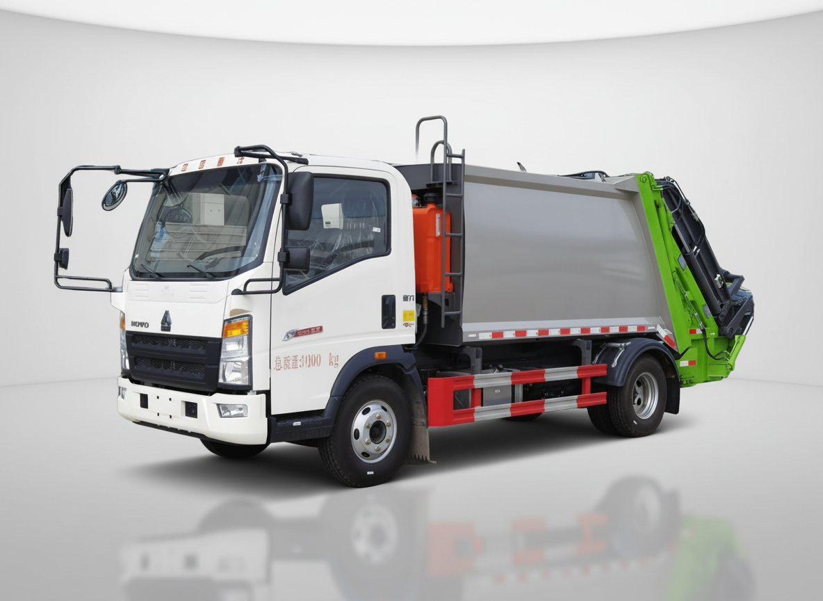 Мусоровоз HOWO с задней загрузкой и компактором, 8 м³, Suizhou Hongda Automobile Sales Co., Ltd., Мусоровоз HOWO с задней загрузкой и компактором.