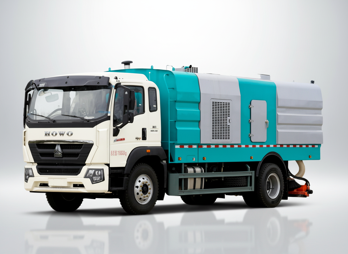 Camion balayeuse aspirante robuste Sinotruk Howo série G5 de 8 m³, Suizhou Hongda Automobile Sales Co., Ltd., Camion balayeuse aspirante robuste HOWO de 8 m³