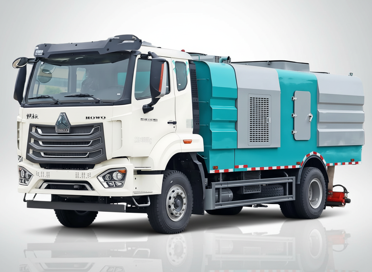 Camion balayeuse aspirante robuste Sinotruk Howo série NX de 8 m³, Suizhou Hongda Automobile Sales Co., Ltd., Camion balayeuse aspirante robuste HOWO de 8 m³