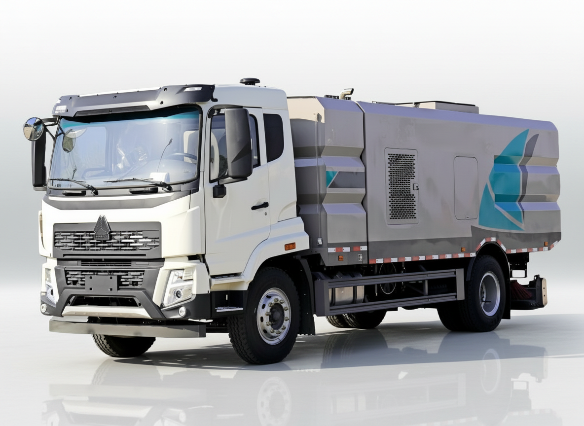 Вакуумная подметальная машина Sinotruk Howo V5 Series 8m³, Suizhou Hongda Automobile Sales Co., Ltd., HOWO 8m³ Heavy-Duty Vacuum Sweeper Truck
