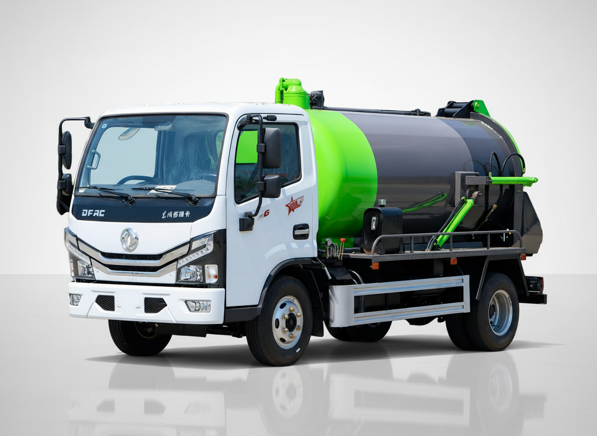 Camión de succión al vacío para tanque séptico de 5 m³, Suizhou Hongda Automobile Sales Co., Ltd., Camión de succión al vacío para tanque séptico de 5 m³