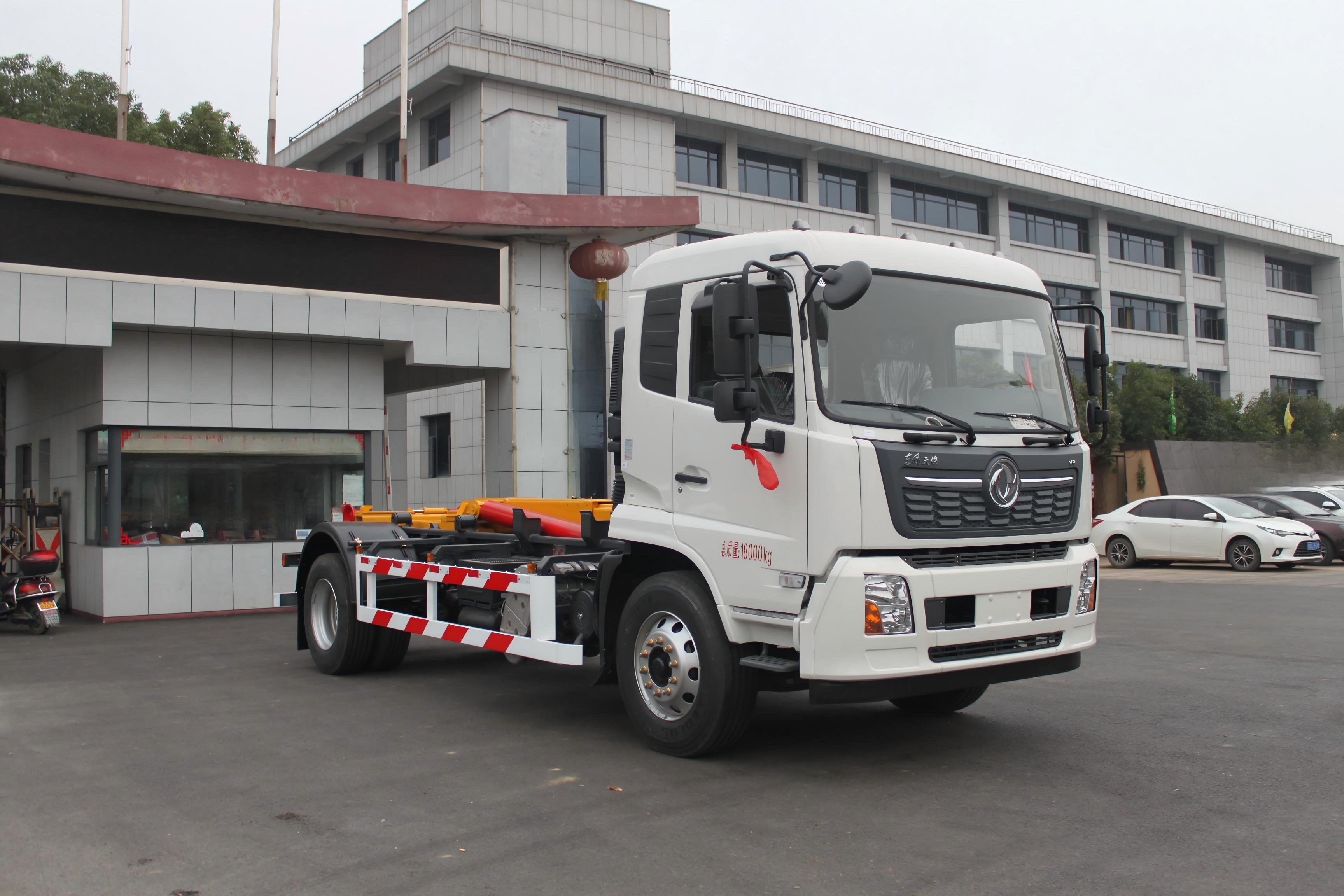 Camión recolector de basura Dongfeng de 12 toneladas con sistema de gancho elevador para trabajo pesado, Suizhou Hongda Automobile Sales Co., Ltd., Camión recolector de basura Dongfeng de 12 toneladas con sistema de gancho elevador para trabajo pesado