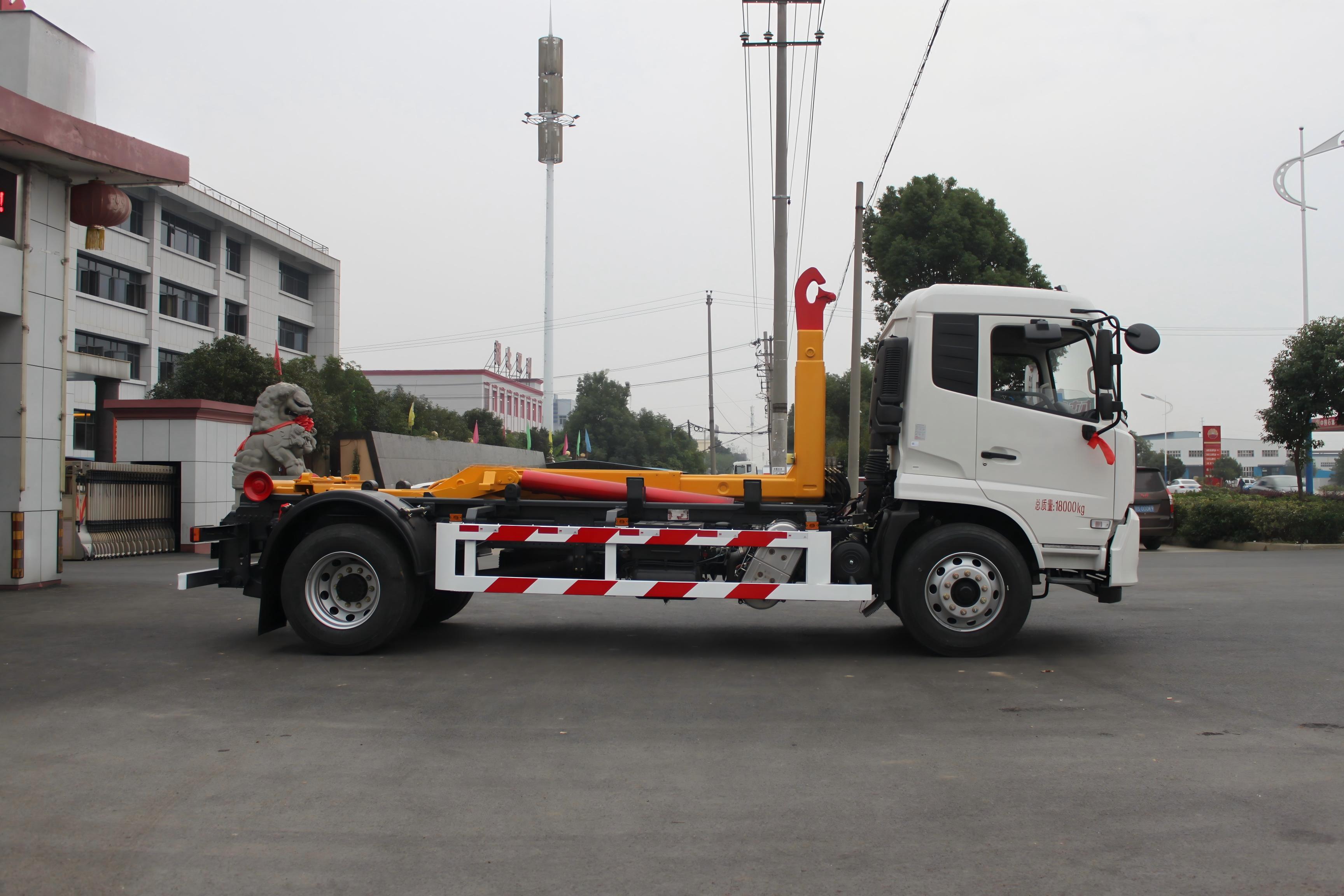Camión recolector de basura Dongfeng de 12 toneladas con sistema de gancho elevador para trabajo pesado, Suizhou Hongda Automobile Sales Co., Ltd., Camión recolector de basura Dongfeng de 12 toneladas con sistema de gancho elevador para trabajo pesado