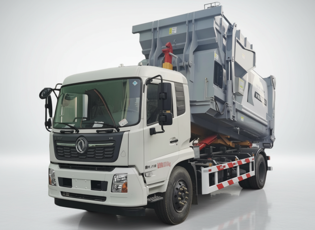 Camión recolector de basura Dongfeng de 12 toneladas con sistema de gancho elevador para trabajo pesado, Suizhou Hongda Automobile Sales Co., Ltd., Camión recolector de basura Dongfeng de 12 toneladas con sistema de gancho elevador para trabajo pesado