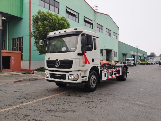 Camion à ordures à crochet de levage robuste Shacman de 16 tonnes, Suizhou Hongda Automobile Sales Co., Ltd., Camion à ordures à crochet de levage robuste Dongfeng de 16 tonnes