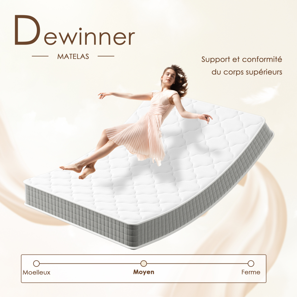 DEWINNER Set of 2 Memory Foam Mattresses, 16cm Thick 7-Zone Medium Firm Targeted Support Mattress for Kids, Bunk Beds & Daybeds