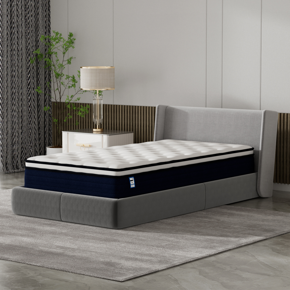 TEENO Matelas à Ressorts ensachés, Matelas à Ressorts ensachés 7 Zones, Trois Faces, Douceur Moyenne, Confort et respirabilité, Anti-bactérien et Anti-acarien