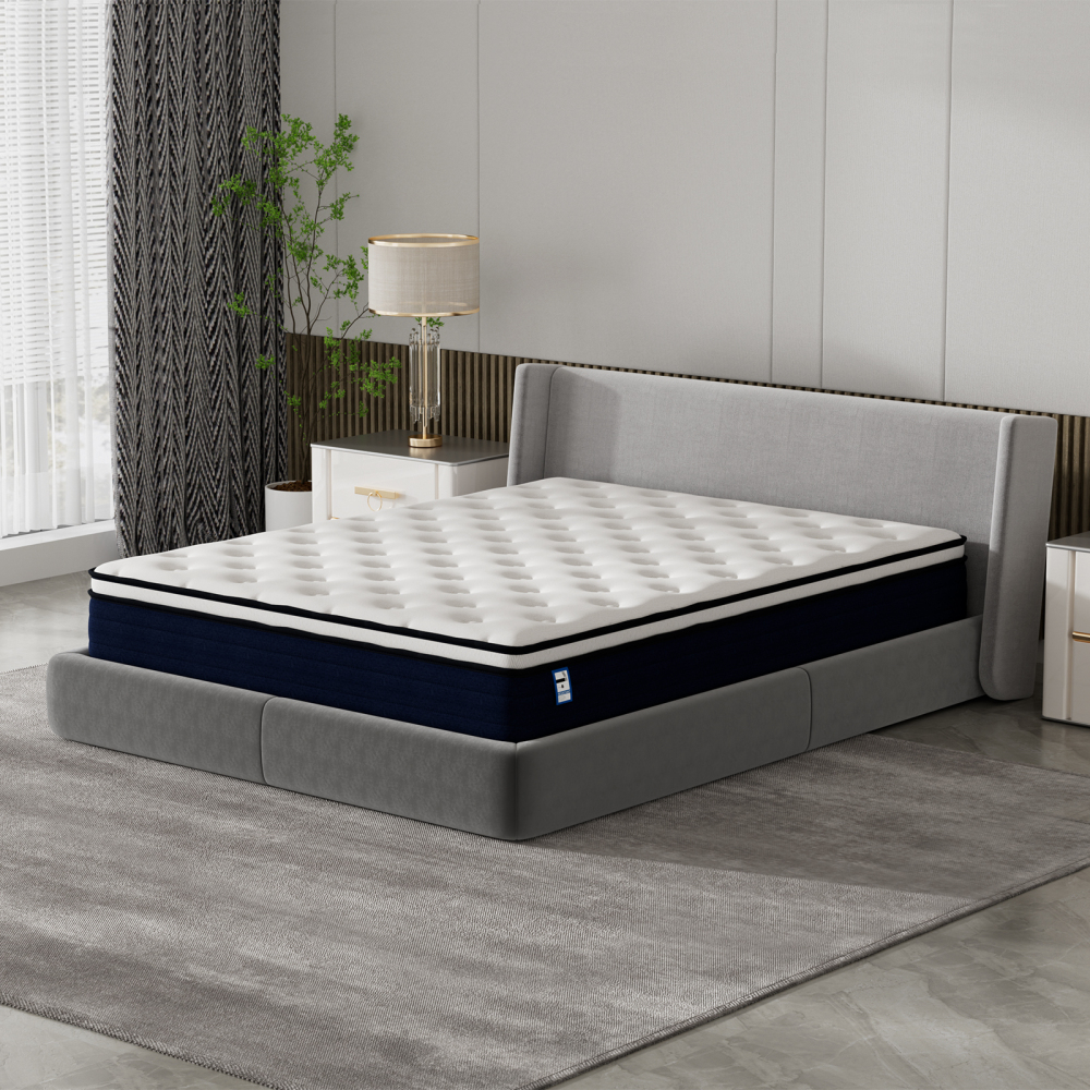 TEENO Matelas à Ressorts ensachés, Matelas à Ressorts ensachés 7 Zones, Trois Faces, Douceur Moyenne, Confort et respirabilité, Anti-bactérien et Anti-acarien